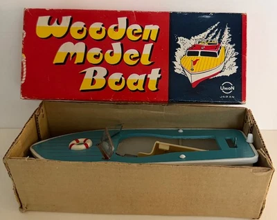 Barco de juguete modelo de madera vintage UNION JAPAN SIN USAR, EN CAJA Foto 1 de 4