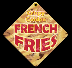 FRENCH FRIES Diamond Concession Sign - Trailer, Stand 12" x 12" 2 sided - Picture 1 of 2