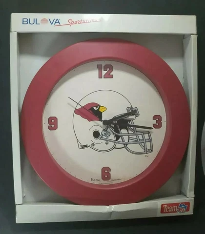 Vintage 1991 Arizona Cardinals 11.5 in. Bulova NFL Football Wall Clock Cover