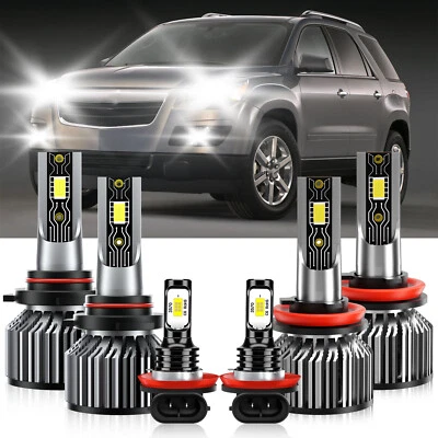 For Saturn Outlook 2007-2010 LED Headlight Bulb High Low+Fog Light Kit 6x 6500K Foto 1 de 4