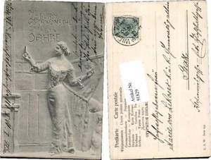 91829,Jugendstil Frau Sektglas Sekt Kleeblatt E.A.W. Serie - Bild 1 von 1