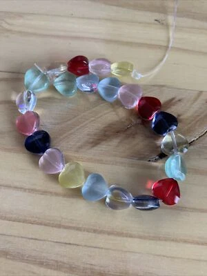 22 CUENTAS CORAZÓN PLANO COLOR MEZCLADO TRANSPARENTE Lámpara Vidrio Trabajo 10mm - Joyería Foto 1 de 4