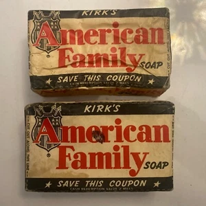 Jabón Kirks American Family, en papel encerado original, gran artículo de decoración Lote de 2 - Imagen 1 de 4