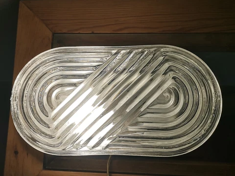 Oval clear swirl glass ceiling wall flush mount lamp light fixtire 1970s Cover