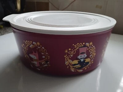 tupperware boîte ronde rose Noel  doré 1.5 L série limitée pop s pas utiliser - Photo 1/2