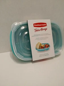 Rubbermaid Take Alongs Containers Set of 3, 3.7 Cups Teal Bottom Built n Divider - Picture 1 of 8