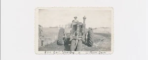 1940's Arthur Iowa, PFC Earl Sharkey on Top of Farm Tractor - Picture 1 of 2