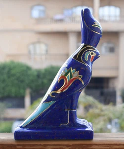8.7" Egyptian Horus Statue-Lapis Lazuli Blue inlay-Collectible Decorative - Picture 1 of 10