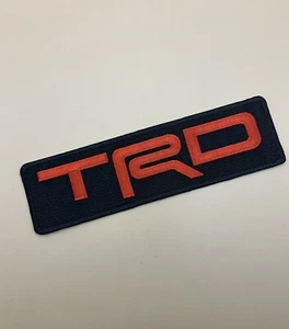 TRD Toyota Racing Development Iron On Patch. 7.25”x2” Solid Red On Black - Picture 1 of 2