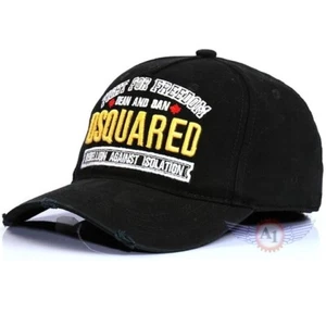 DSQUARED2 Black Sports Baseball Cap flat Solid Hat Men logo yellow - Picture 1 of 5