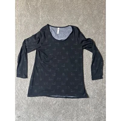 Lularoe Black Cat Shirt Womens L Goth Witchy Whimsigoth Grandmacore Long Sleeve - Image 1 of 4