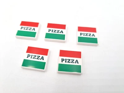 LEGO Pizza Schild Fliese bedruckt  5 STK  2x2  City Friends NEU - Bild 1 von 2