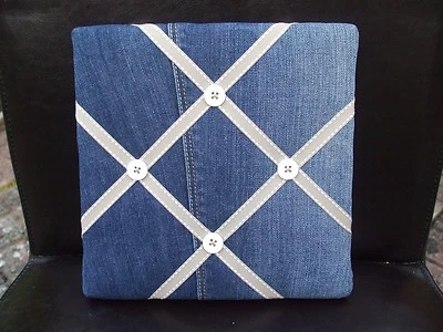 Handmade denim mini noticeboard/photoboard/message board- 20cm square - Image 1 of 2