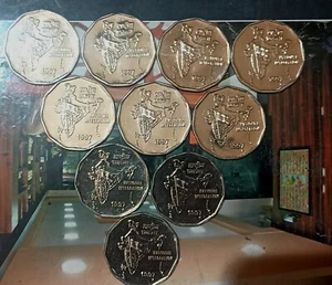 India Republic 1997-S 2 Rupees National Integration, Map Of India Lot Of 9 Coins - Picture 1 of 2