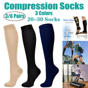 Calcetines de compresión de grado médico de 20-30 mmHg hombres mujeres medias de soporte alto para la rodilla - Imagen 1 de 15