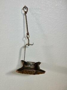 Authentic Antique 18th Century Hanging Iron Betty Grease, Whale Oil Lamp. 4x4 in