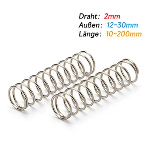 Druckfeder, Feder, Edelstahl, Außen 12-30 mm, Länge 10-200 mm, Draht 2,0 mm - Picture 1 of 3