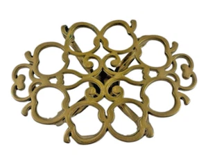 Solid Brass Apple Pattern Tea Light Warming Trivet 9" x 6.25" Vintage 70's - Picture 1 of 15