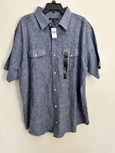 Banana Republic Mens XXL Linen Blend Chambray Short Sleeve Button Shirt Blue NWT - Picture 1 of 5