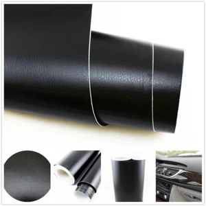 3D 18"x 60" Black Car Interior Imitation Leather Texture Dashboard Vinyl Sticker - Foto 1 di 3