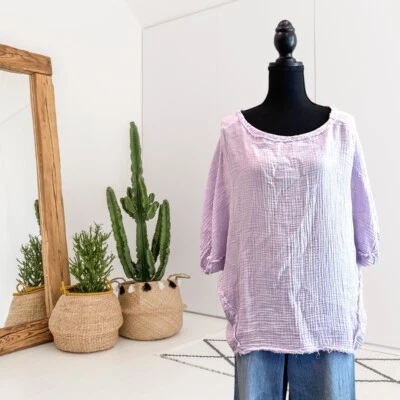 Michael Stars Women's S Dolman Sleeve 100% Cotton Gauze Oversized Top Purple - Image 1 of 4