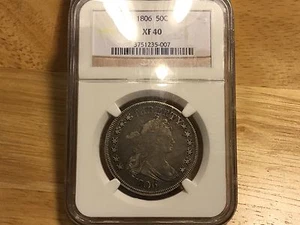 1806 Drapierte Büste Half Dollar NGC XF40 KEINE RESERVE ORIGINAL SCHÖN GROSSHANDEL!! - Bild 1 von 6