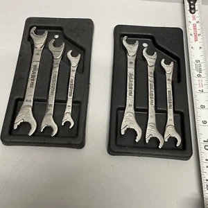 Vintage (3) Piece A&S Tools Double Open End Alden Wrench Set  w/Holder Met&Eng - Picture 1 of 9