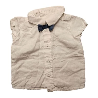 Camisa de fiesta bebé manga corta con pajarita de Benetton talla 62 68 bautizo Foto 1 de 2