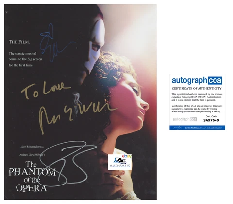 ANDREW LLOYD WEBBER EMMY ROSSUM, GERARD BUTLER AUTOGRAPH SIGNED 11x14 PHOTO ACOA Cover