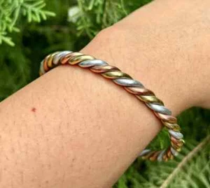 1 pieza puro Ashtadhatu cobre latón plata brazalete curativo brazalete pulser... - Imagen 1 de 6