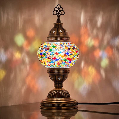 10 Turkish Moroccan Mosaic Colorful Table Bedside Desk Lamp Light Lampshade, 12" - Image 1 of 4