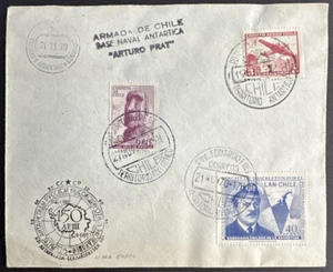 Chile 1970 Cover Antarctic Naval Base + Russia USSR Expeditions 7 Postmarks! - Picture 1 of 2