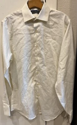 Geoffrey Beene Fitted No Iron Dress Long Sleeve Button Shirt Beige Size 15 34/35 - Image 1 of 3