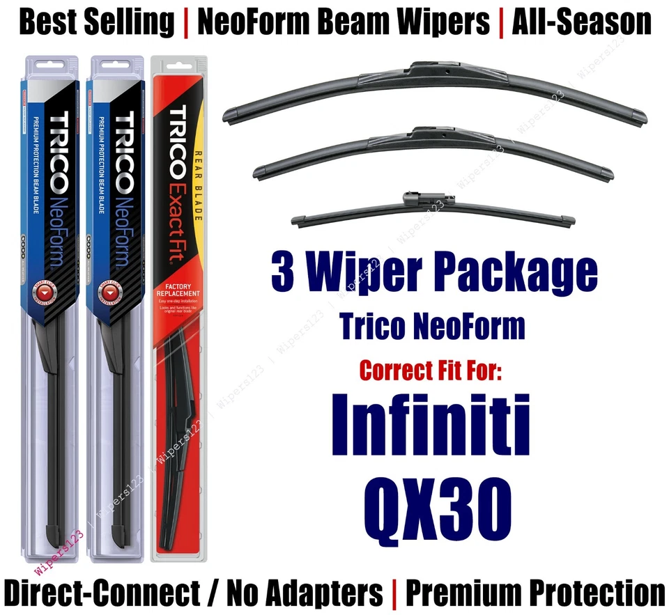 3-Pack Premium NeoForm Wipers fits 2017 - 2019 Infiniti QX30   - 162413/1915/12I Foto 1 de 1