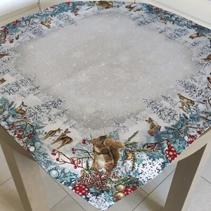 Tablecloth Christmas Holiday Table Cover Tapestry Table Linen Silver Fabric - Picture 1 of 8