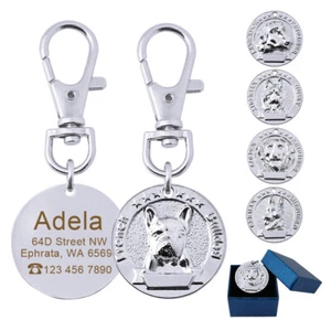 Personalized Pet Tags Dog Cat ID Collar Tag with Dogs Images Free Engraved - Picture 1 of 17