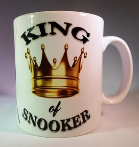 "KING OF SNOOKER"" WEISS GLASIERTE KERAMIK 11 OZ BECHER SNOOKER BECHER GESCHENK/GESCHENK." - Bild 1 von 2