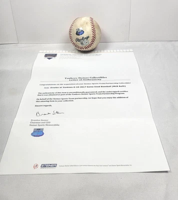 2017 New York Yankees Game Used Baseball with Steiner COA Judge's Rookie Year - Image 1 of 4