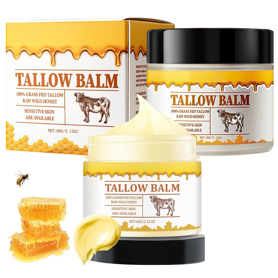 2 Pack Tallow and Honey Balm, Premium Beef Tallow and Wild Honey,Balm for Skin   - Image 1 of 4