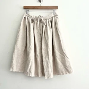 Giannetti 100 % Leinen klassischer Rock Haferflocken cremefarben mit Band roher Saum Gr. 1 US 0-6 - Bild 1 von 9