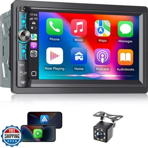 Kissound 7" Double Din Car Stereo with Wireless Apple Carplay and Android Aut - Picture 1 of 5