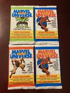 4x 1991 Marvel Universe Series II Trading Card Pack - Spider-Man Hulk Wolverine - Picture 1 of 2