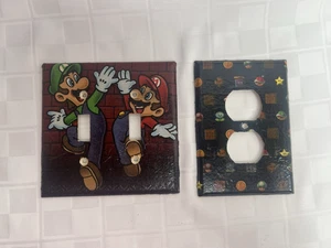Mario Bros Theme Light Switch Cover Plate Duplex Outlet Cover Mario Luigi Set D1 - Picture 1 of 6