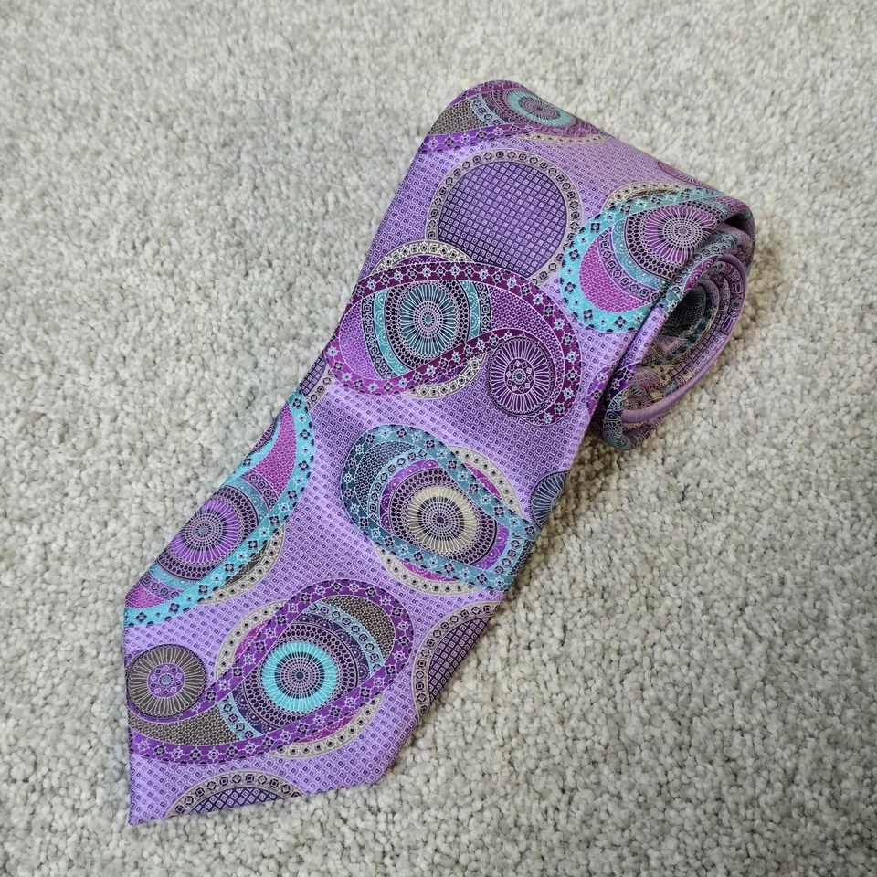 "Corbata medallón floral geométrica Ermenegildo Zegna Quindici #111 seda 3,5""X 59""" Foto 1 de 4