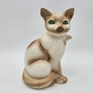 Estatuilla de porcelana pintada a mano de gato siamés Maneki Neko de colección - Imagen 1 de 15