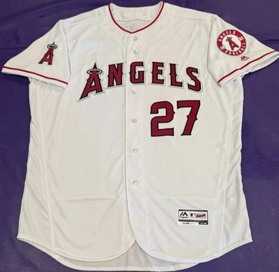 Authentic Mike Trout Anaheim Angels #27 On Field Pro Cut Majestic Jersey 52 - Image 1 of 4