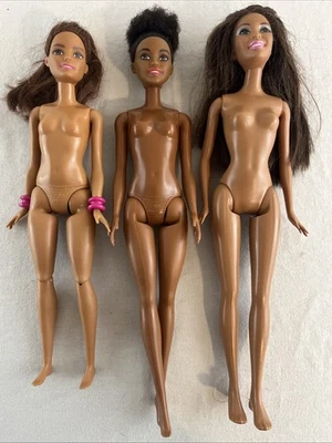 Lote de 3 muñecas Barbie negras desnudas años 90 vintage afroamericanas Foto 1 de 4
