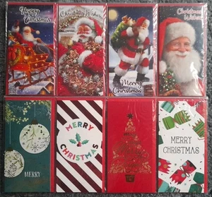 8 X Carteras de Dinero de Navidad con Sobres Tradicional Tarjeta de Cupón de Dinero de Papá Noel - Imagen 1 de 1