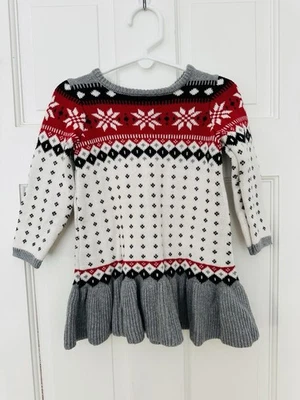 Vestido Suéter Gymboree - Vermelho, Branco, Cinza, Preto Tamanho 18/24 Natal/Férias - Imagem 1 de 4