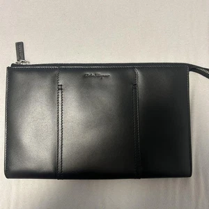 Ferragamo leather clutch bag black italy - Picture 1 of 4